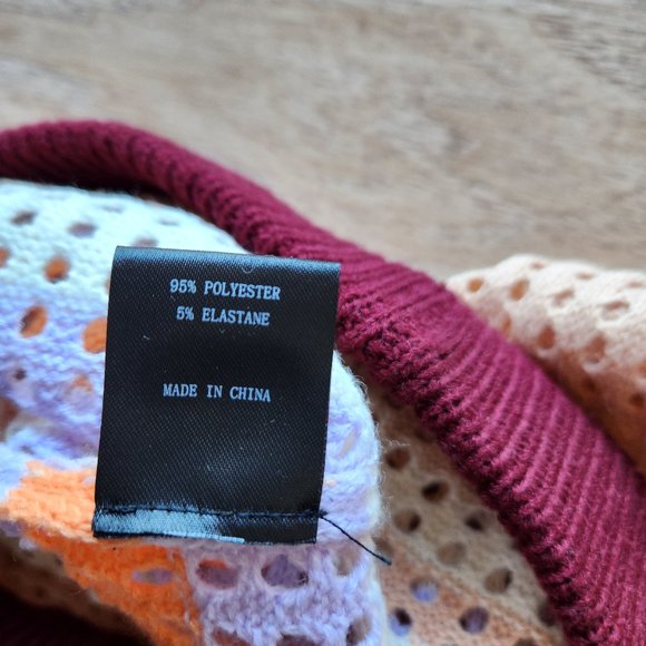 LOVEU.DEAR Knitted Crochet Casual Beach Pants Elastic Waist Colorblock - Picture 10 of 11